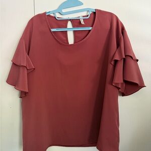 Chic Ruffle Sleeve Blouse - Mauve